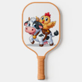 Leuke cartoon koe/kip pickleball paddle (Voorkant)