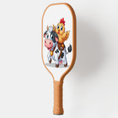 Leuke cartoon koe/kip pickleball paddle (Links)