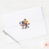 Leuke cartoon koe/kip ronde sticker (Envelop)