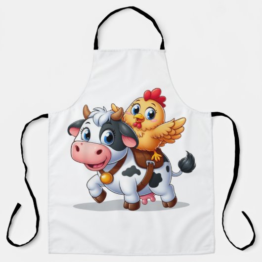 Leuke cartoon koe/kip schort (Voorkant)