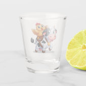 Leuke cartoon koe/kip shot glas (Achterkant)