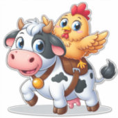 Leuke cartoon koe/kip sticker (Voorkant)