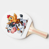 Leuke cartoon koe/kip tafeltennisbatje (Zijkant)