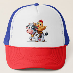 Leuke cartoon koe/kip trucker pet