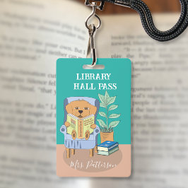 Leuke Cartoon Lees Hond Bibliotheek Hal Pas Badge