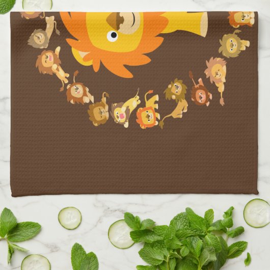 Leuke Cartoon Leeuw Mandala keukenhanddoek (Gevouwen)
