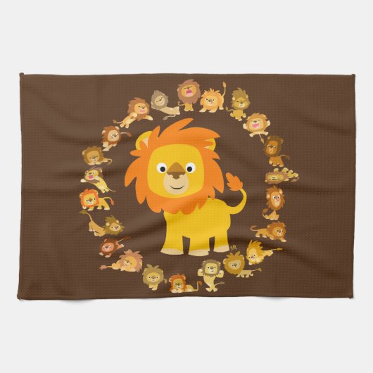 Leuke Cartoon Leeuw Mandala keukenhanddoek (Horizontaal)