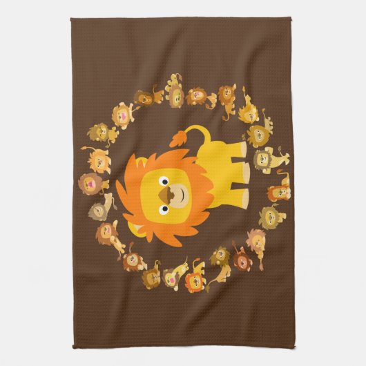 Leuke Cartoon Leeuw Mandala keukenhanddoek (Verticaal)