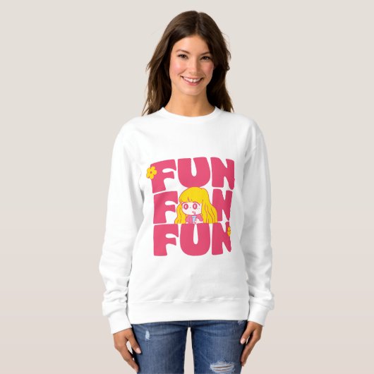 Leuke Cartoon Meisje Vrouwen Sweatshirt (Voorkant volledig)