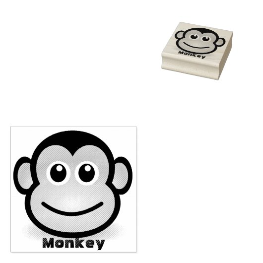 Leuke Cartoon Monkey Gezicht Rubberstempel (Gestempeld)