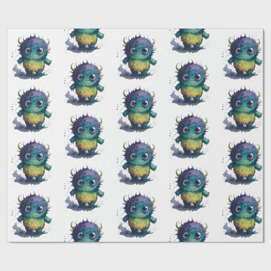 Leuke Cartoon Monster Design Cadeaupapier (Vlak)
