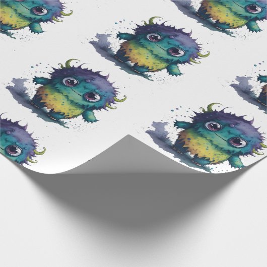 Leuke Cartoon Monster Design Cadeaupapier (Hoek)