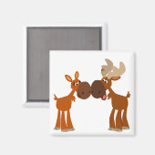 Leuke Cartoon Moose Paar in Love Magnet (Voorkant / Achterkant)