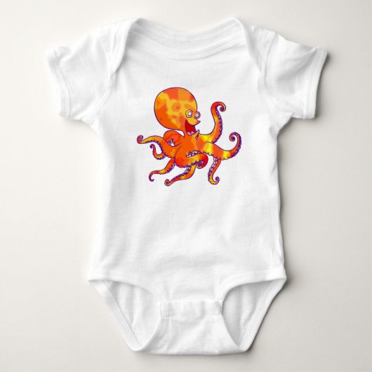 Leuke Cartoon Octopus Babykleding Romper (Voorkant)