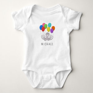 Leuke Cartoon Octopus en regenboogballonnen Romper