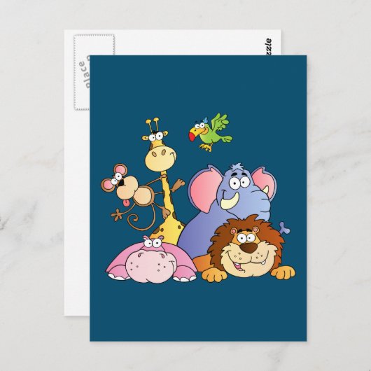 Leuke Cartoon Oerwoud Dieren Briefkaart (Voorkant / Achterkant)