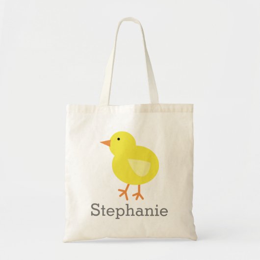 Leuke Cartoon Paaschick met aangepaste naam Tote Bag (Voorkant)