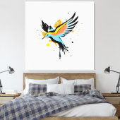 Leuke Cartoon Panda op Skateboard Canvas Afdruk (Insitu (Slaapkamer))