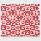 Leuke Cartoon Paw Prints Schaakbord Heldere kleur Cadeaupapier (Vlak)
