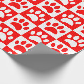 Leuke Cartoon Paw Prints Schaakbord Heldere kleur Cadeaupapier (Hoek)
