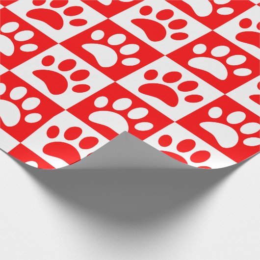 Leuke Cartoon Paw Prints Schaakbord Heldere kleur Cadeaupapier (Hoek)