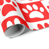 Leuke Cartoon Paw Prints Schaakbord Heldere kleur Cadeaupapier (Rol Hoek)