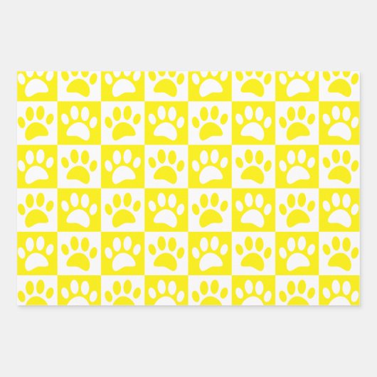 Leuke Cartoon Paw Prints Schaakbord Heldere kleure Inpakpapier Vel (Voorkant 2)