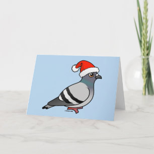Leuke Cartoon Pigeon Santa Feestdagen Kaart