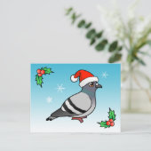 Leuke Cartoon Pigeon Santa Feestdagenkaart (Staand voorkant)