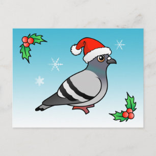 Leuke Cartoon Pigeon Santa Feestdagenkaart