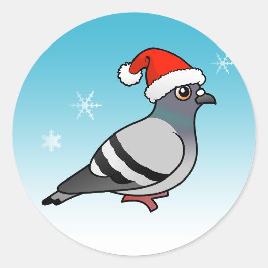 Leuke Cartoon Pigeon Santa Ronde Sticker (Voorkant)