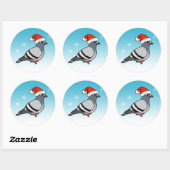 Leuke Cartoon Pigeon Santa Ronde Sticker (Vel)