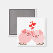 Leuke Cartoon Pigs in Love Magnet (Voorkant / Achterkant)