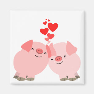 Leuke Cartoon Pigs in Love Magnet
