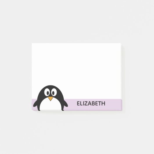 Leuke cartoon pinguïn lavendel en zwart post-it® notes (Voorkant)