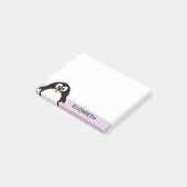 Leuke cartoon pinguïn lavendel en zwart post-it® notes (Schuin)