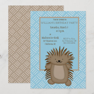 Leuke Cartoon Porcupine Kids Verjaardagsfeestje Kaart