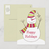 Leuke Cartoon Prettige feestdagen Briefkaart Snowm (Voorkant / Achterkant)