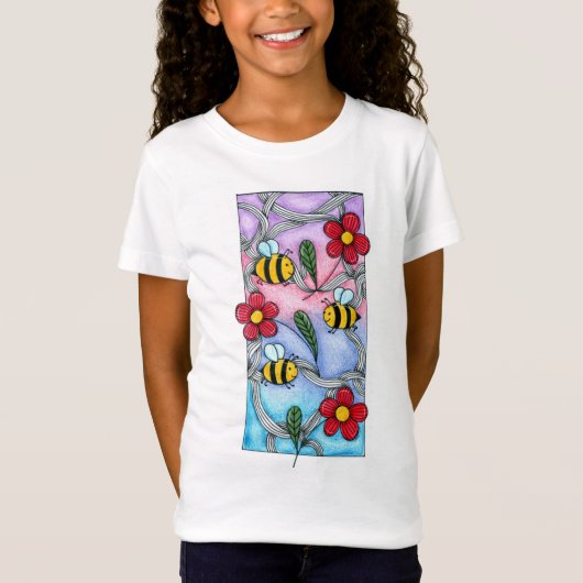 Leuke cartoon print T-shirt voor meisjes (Voorkant)