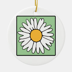 Leuke Cartoon Retro Daisy Spring Garden Flower Keramisch Ornament