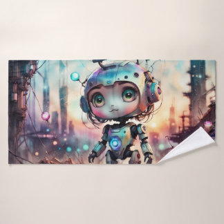 Leuke cartoon robot badhanddoek