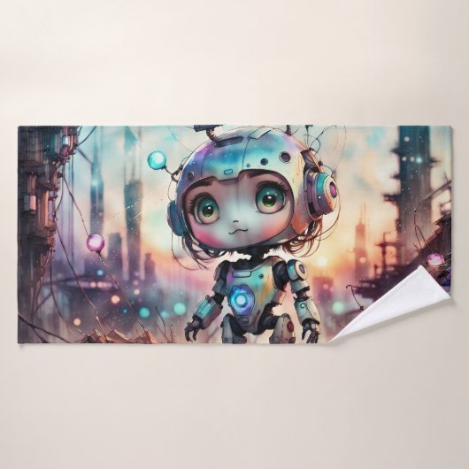 Leuke cartoon robot badhanddoek (Badhanddoek)