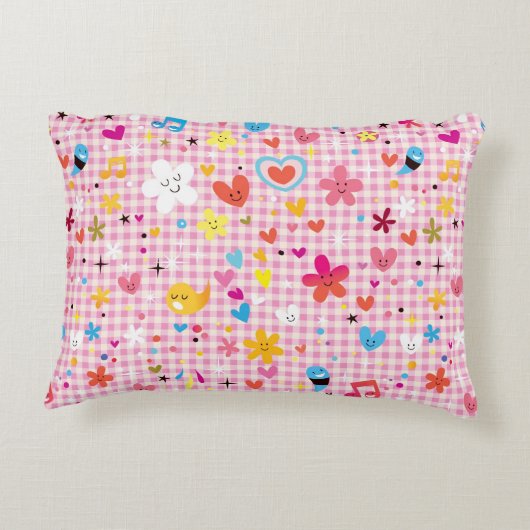 leuke cartoon roze accent kussen (Achterkant)