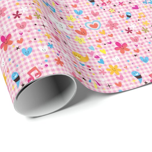 leuke cartoon roze cadeaupapier (Rol Hoek)