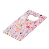 leuke cartoon roze creditkaart flessenopener (Voorkant Gekanteld)