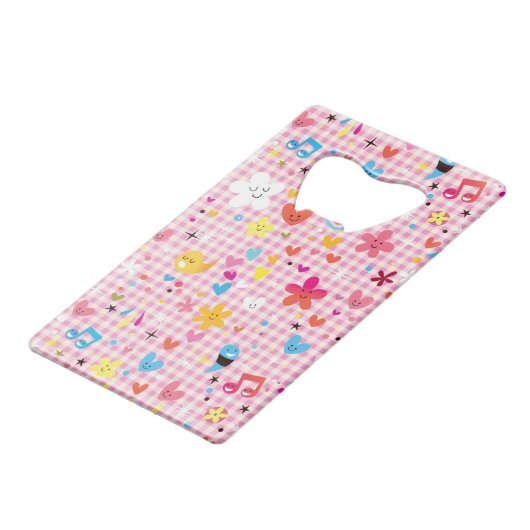 leuke cartoon roze creditkaart flessenopener (Achterkant Gekanteld)