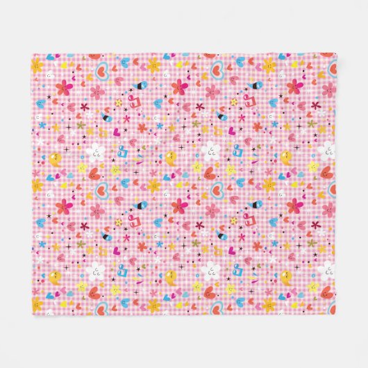 leuke cartoon roze fleece deken (Voorkant (Horizontaal))