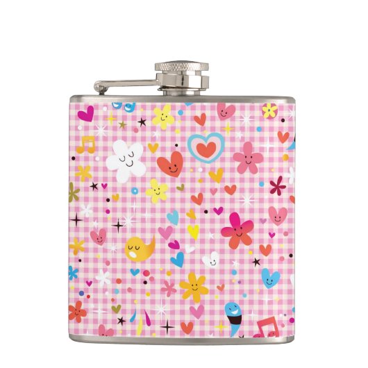 leuke cartoon roze heupfles (Voorkant)