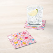 leuke cartoon roze kartonnen onderzetters (Insitu)