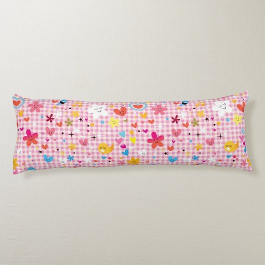 leuke cartoon roze lichaamskussen (Achterkant)